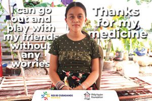 young Mexican girl with asthma says thank you for medication
