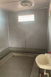 interior view of new bathroom with running water in India